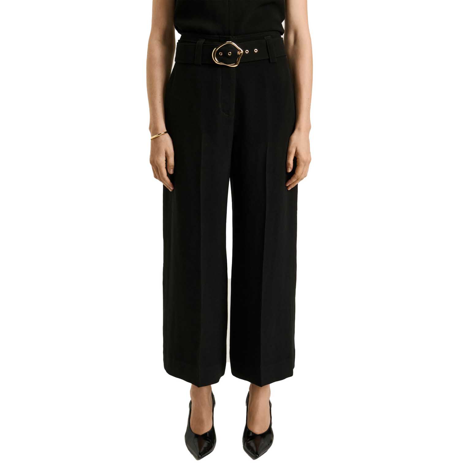 Veronika Maine Double Crepe Belted Cropped Pant
